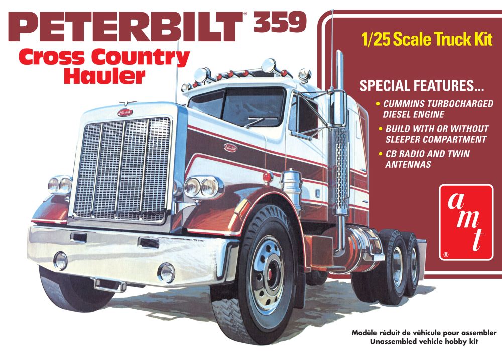 AMT 1/25 Peterbilt 359 Cross Country Hauler Tractor Cab Kit