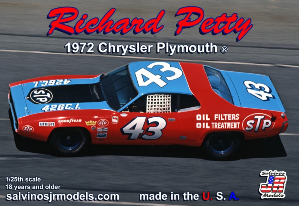 Salvino Jr 1/25 Richard Petty #43 1972 Chrysler Plymouth Daytona Race Car Model Kit