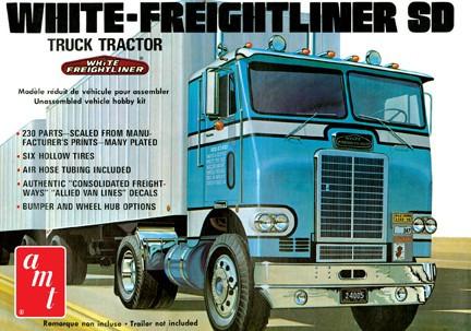 AMT Model Cars 1/25 White Freightliner Single-Drive Tractor Cab Kit