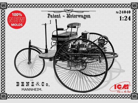ICM Model Cars 1/24 1886 Benz Patent Motorwagen (New Tool) Kit