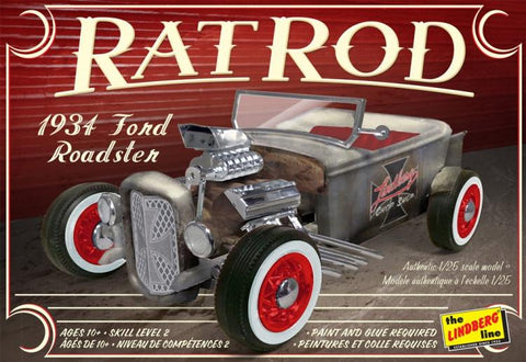 Lindberg Model Cars 1/25 1934 Ford Roadster Rat Rod Kit