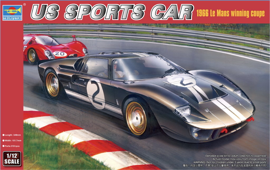 Trumpeter Model Cars 1/12 US Sports Car 1966 LeMans Winning Coupe Limited Production (Re-Issue) Kit