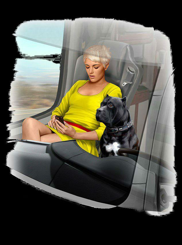 Master Box Cars 1/24 Joni Johnson Trucker Passenger Sitting w/Cell Phone & Dog Maxx Kit