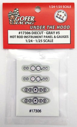 Gofer Racing 1/24-1/25 Hot Rod Instrument Panel & Gauges Gray #5 (Diecut Plastic)