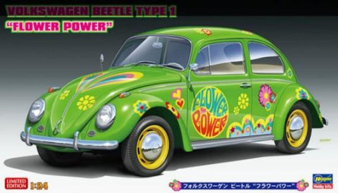 Hasegawa Model Cars 1/24 VW Beetle Type 1 Flower Power Car (Ltd Edition) Kit
