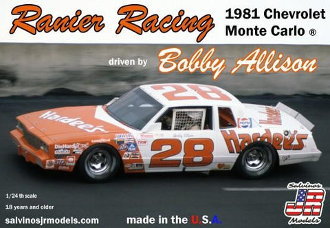 Salvinos Jr. 1/24 Rainier Racing Bobby Allison #28 Chevrolet Monte Carlo 1981 Race Car Kit